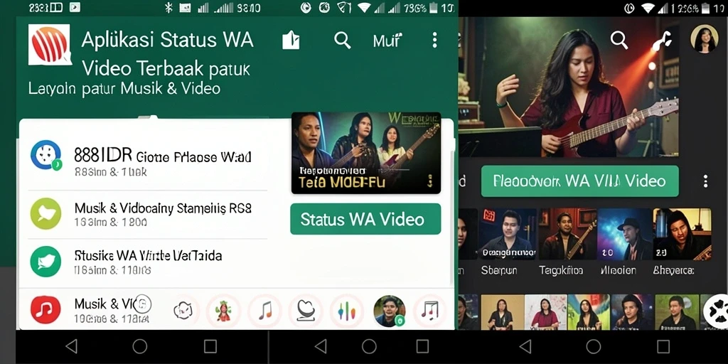 Tampilan antarmuka aplikasi 888IDR untuk Status WA Video yang menarik dan mudah digunakan.