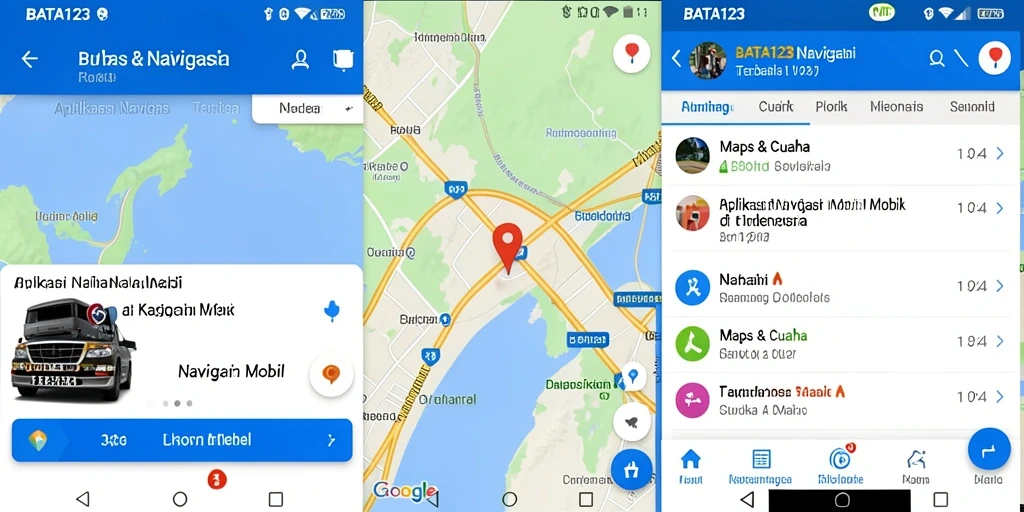 Tampilan antarmuka BATA123 yang sederhana dan informatif untuk navigasi mobil.