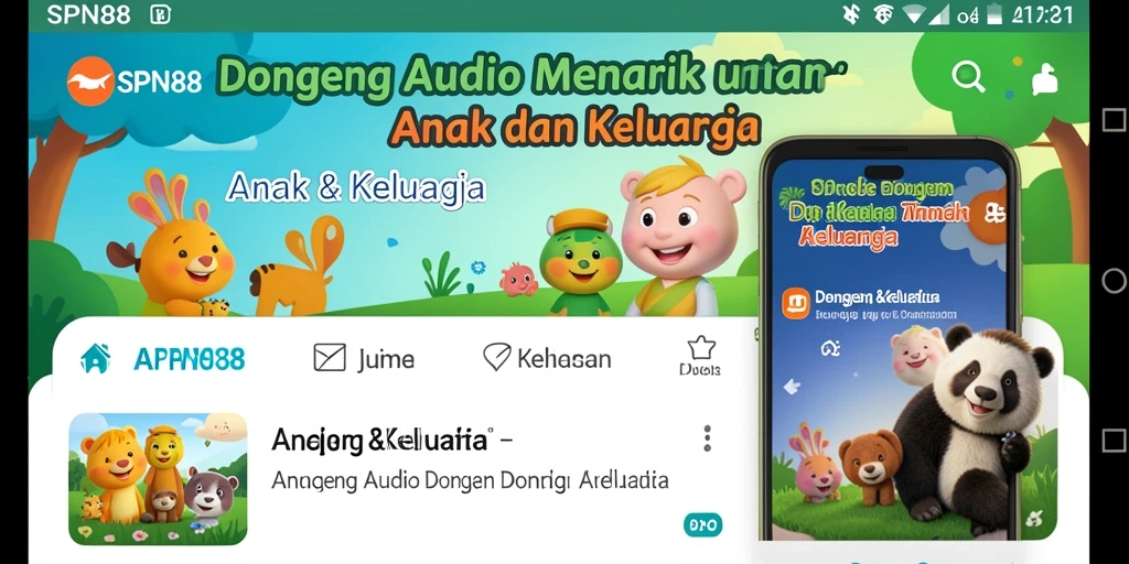 Antarmuka SPN88 menunjukkan pengalaman mendengarkan Dongeng Audio yang menyenangkan.