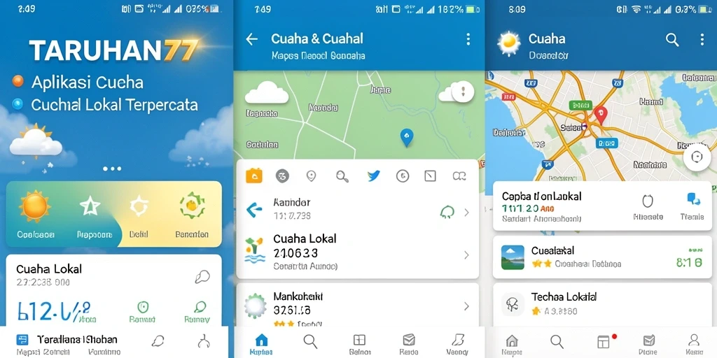 Tampilan antarmuka aplikasi TARUHAN77 menunjukkan informasi cuaca terkini.